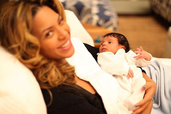 Beyonce poses with newborn baby Blue Ivy in a photo posted to her Tumblr page.